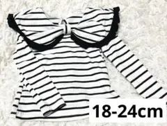 新品♡18-24cm （80cm相当）リボン襟付きボーダー長袖トップス♡ ベビー