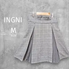 イング☆INGNI☆ミニスカート【M】グレー☆チェック☆プリーツ☆ウエストゴム☆