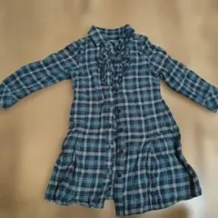 COMME CA ISM 青系チェック 長袖シャツ