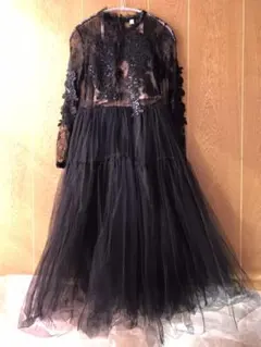 【未使用】結婚式パーティーレーストップチュールスカートドレス