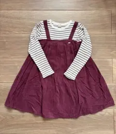 petit main プティマイン 重ね着風コーデュロイ　ワンピース　130cm