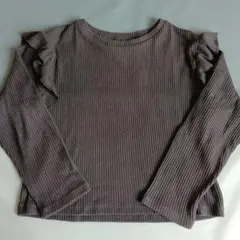 H&M フリル付きグレー長袖カットソー　120 130