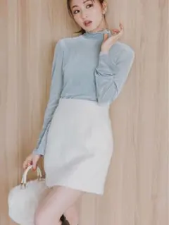 セルフォード★シアーベロアトップス★完売ブルー★CELFORD★試着のみ美品