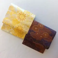 袋帯　名古屋帯　２点セット 金　紺　赤茶