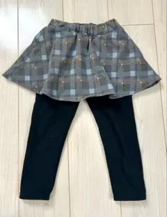 裏起毛　ポケット付きスカッツ　グレーチェック　100cm