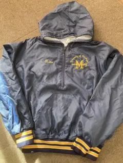 ミシガン大学　ナイロンパーカー　90’s ハーフジップ　プルオーバー