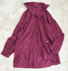 美品　ルーニィ　長袖シャツ　ボリュームスリーブ　ボルドー　薄手　36のサムネイル