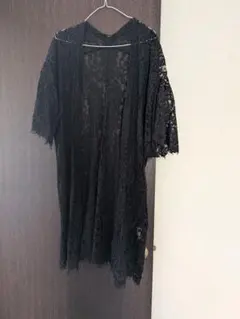 GU レース ロングカーディガン ブラック S