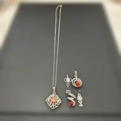 0111-49 シルバー　ペンダントトップ　シルバーサンゴネックレス　まとめ売り