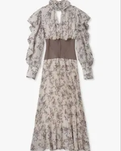 snidel　ウエストリブプリントワンピース　アイボリー