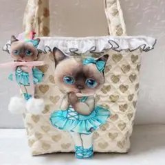 バレーリーナクラウディちゃんトートバッグ　コヤンイサムチョン　ゴールドハート柄
