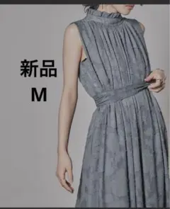 新品⭐︎niana ボウタイリボン付きカットジャガードノースリーブドレス M
