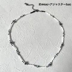 ハンドメイド ビーズネックレス ガラス 邪眼 モノトーン y2k チョーカー
