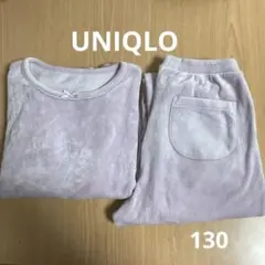 ユニクロ　パジャマベロア調フリースセット　女の子130