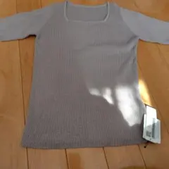 コカ グレー 半袖ニット Lサイズ リブ編み