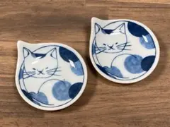 波佐見焼　豆neco皿　2枚セット　豆皿　箸置き　猫　三毛猫　ねこ　未使用のサムネイル