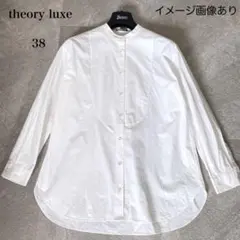 セオリー theory luxe シャツ ブラウス ハイネック 長袖 38 白 極美品✨セオリーリュクス フリルブラウス バンドカラー 長袖 白 38
