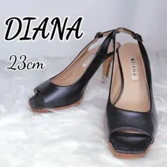 DIANA ダイアナ　オープントゥ ハイヒール 23cm　ブラック　サンダル