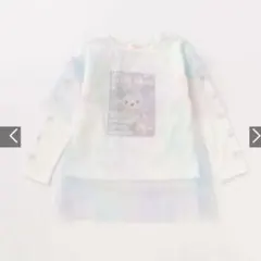 新品　メゾピアノ　ウサギ転写プリントチュール重ねTシャツ