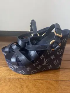 Louis Vuitton ウェッジサンダル ネイビー デニム
