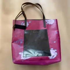 MARNI マルニ ファー付きレザートートバッグ 赤×黒 美品 - メルカリ
