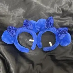 ディズニー　カチューシャ　2個セット　ブルー　ミニー　冬