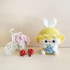 うさぎ あみぐるみ ボンネット ベビーキャップ