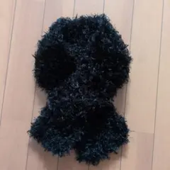 ハンドメイド 黒いファー風ロングマフラー