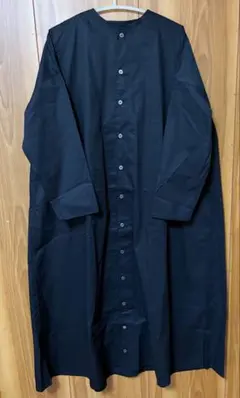 ブラック 長袖 シャツワンピース