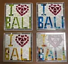 I ♥ BALI モザイクアート　コースター　 4枚セット
