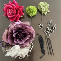 e*t様 造花とビジューの髪飾りセット