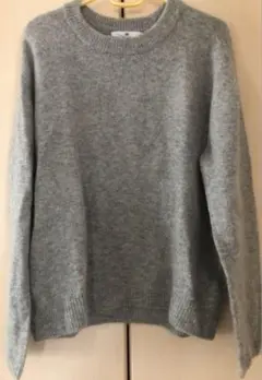 ウール グレー 長袖ニットセーター