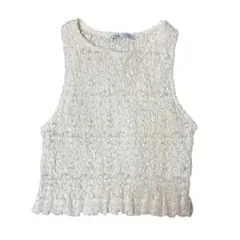ZARA Sサイズ　タンクトップ　ノースリーブ　ホワイト　レースのサムネイル