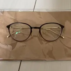 オーバル型リムレスメガネ ブラウン/ブラック