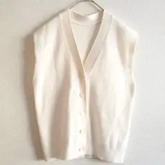 無印良品　MUJI カーディガン　ノースリーブ　ニット　前開き　オフホワイト　S