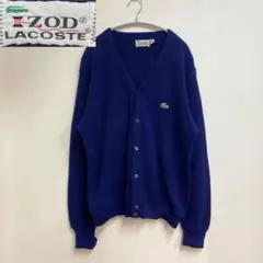 70s USA製 アイゾッド ラコステ カーディガン 糸巻きタグ ネイビー L