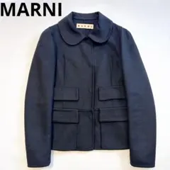 MARNIマルニ　ウール100%一枚仕立て ジャケット　ラウンドカラー　黒36