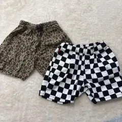 ブリーズ　90 チェッカー　レオパード　ハーフパンツ　2個セット