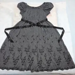 L’EST ROSE グレー 半袖 ひざ丈ワンピース