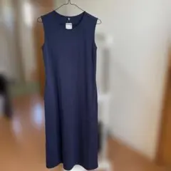 UNIQLO ノースリーブカットソーワンピース M ネイビー