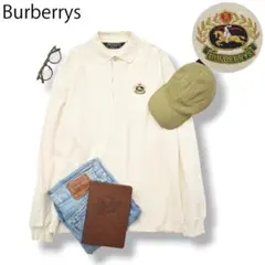 【ロゴ刺繍】USA製 バーバリー Burberrys ポロシャツ M クリーム