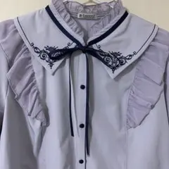 axes femme ラベンダー フリル長袖シャツ