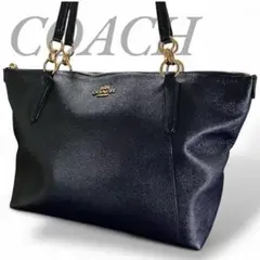 COACH コーチ トートバッグ ネイビー PVCレザー A4収納 肩掛け