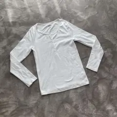 GAP モダンヘンリー 長袖Tシャツ M ホワイト