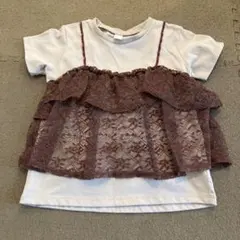 après les cours レース重ね着風Tシャツ 110cmのサムネイル