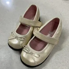 IFME アイボリー フォーマルシューズ　15cm イフミー　ゴールド　ラメ