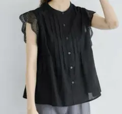 【新品タグ付き】coca 肩レース ギャザーコットンブラウス