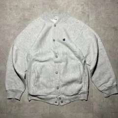 80s チャンピオン　スナップカーディガン　スウェット　グレー　希少なS