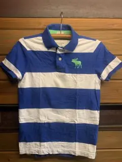 Abercrombie & Fitch ポロシャツ S 青と白のストライプ