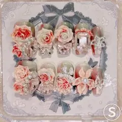 ネイルチップ 韓国 ワンホン バラ　フレンチガーリー 量産型 現品